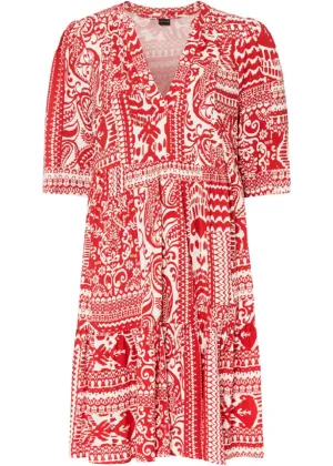 Bodyflirt Sustainable Viscose Printed Tunic Dress, Red