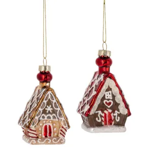 Gingerbread House Glass Ornament, 2 styles