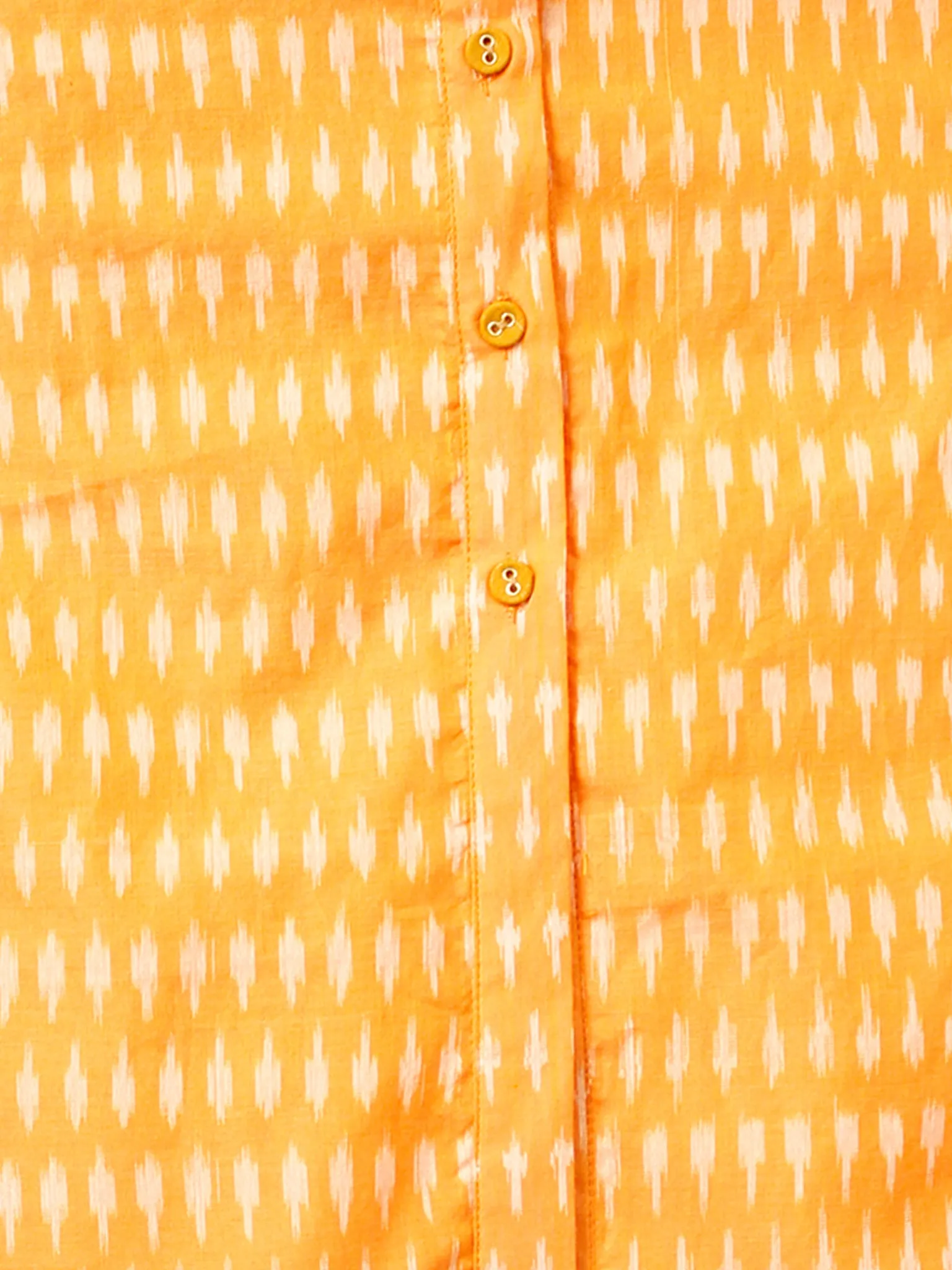 Mustard Yellow Silk Cotton Ikat Embroidered Kurta & Pants (Set of 2) - SS01F1747