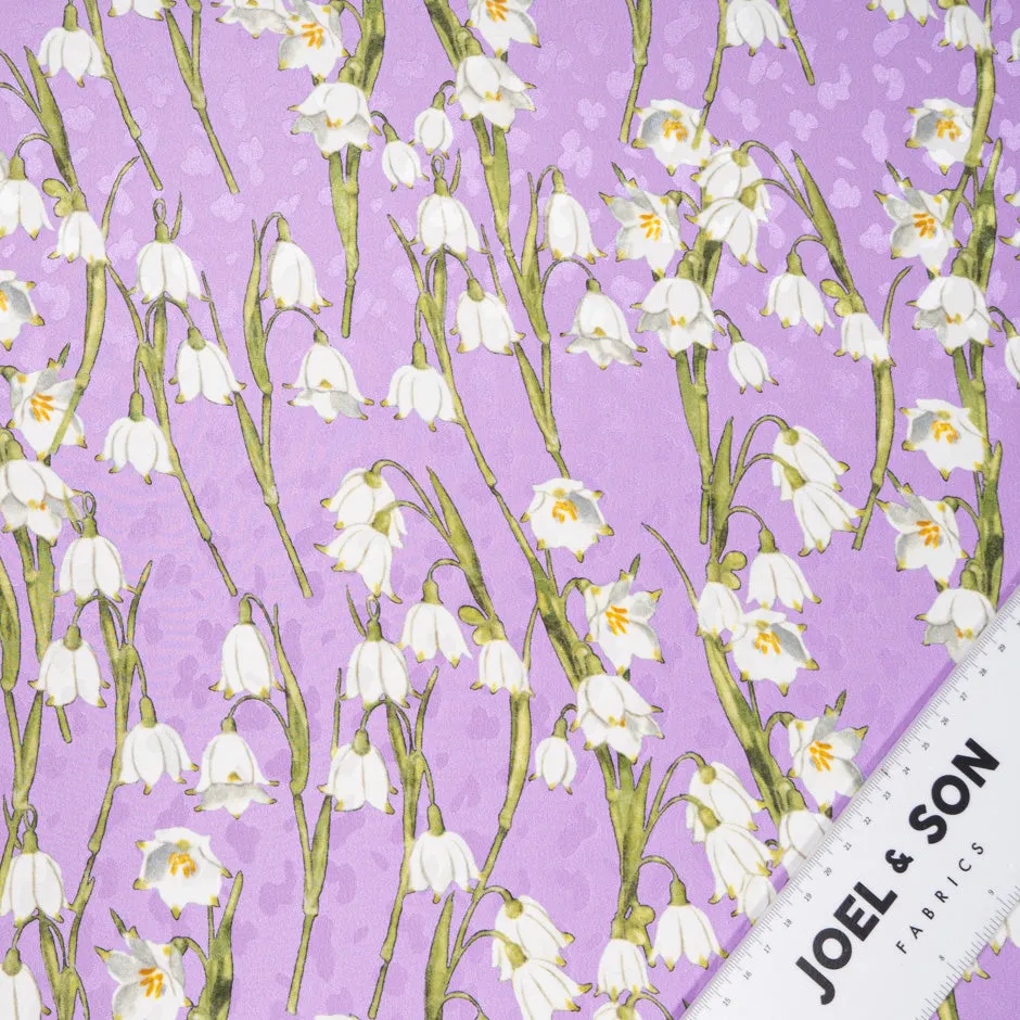 White Snow Drop Printed Lilac Silk Jacquard
