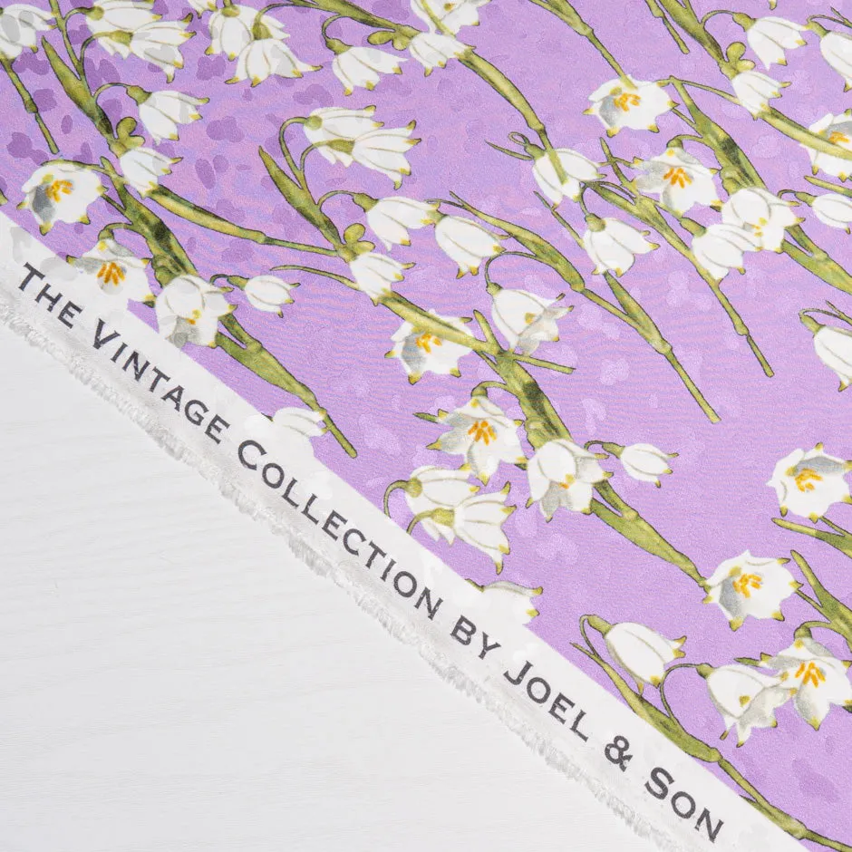White Snow Drop Printed Lilac Silk Jacquard