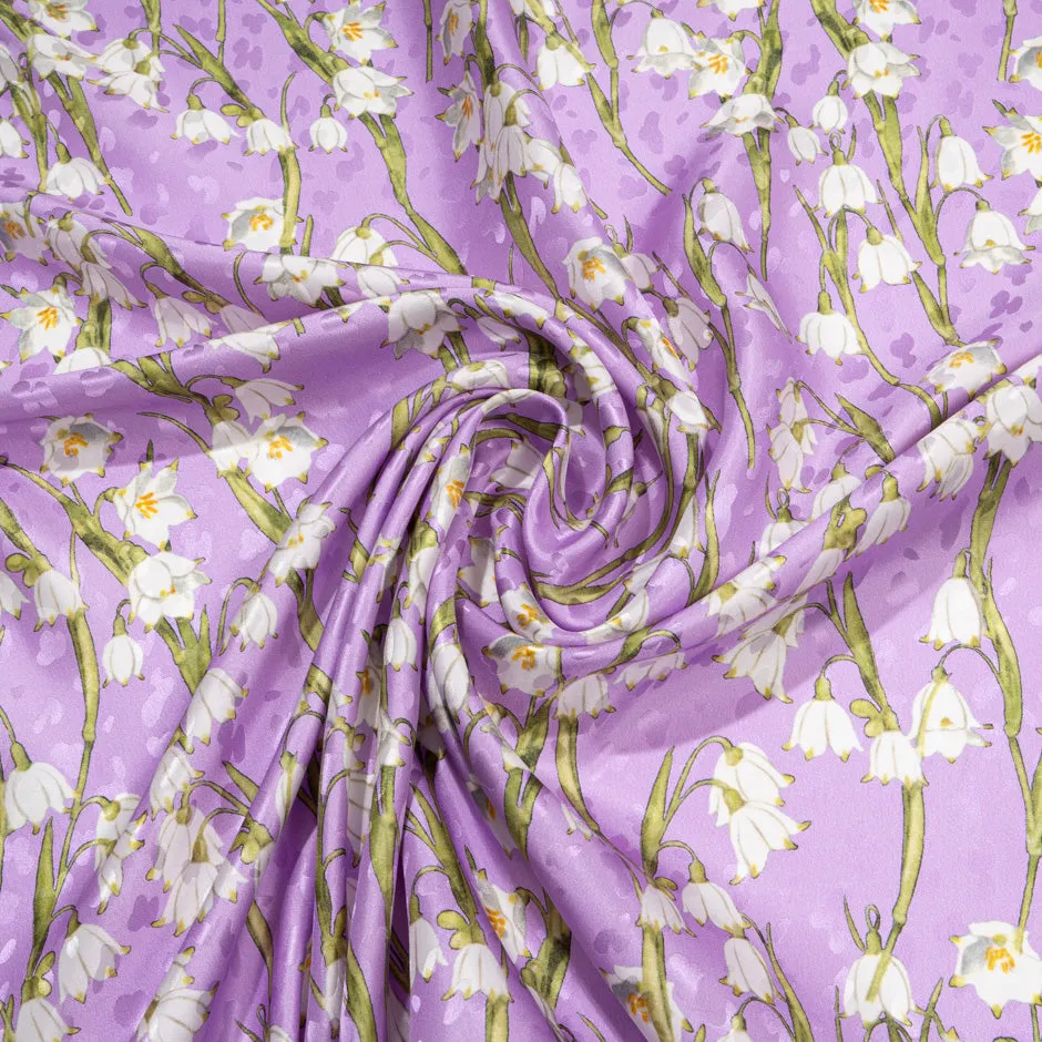 White Snow Drop Printed Lilac Silk Jacquard